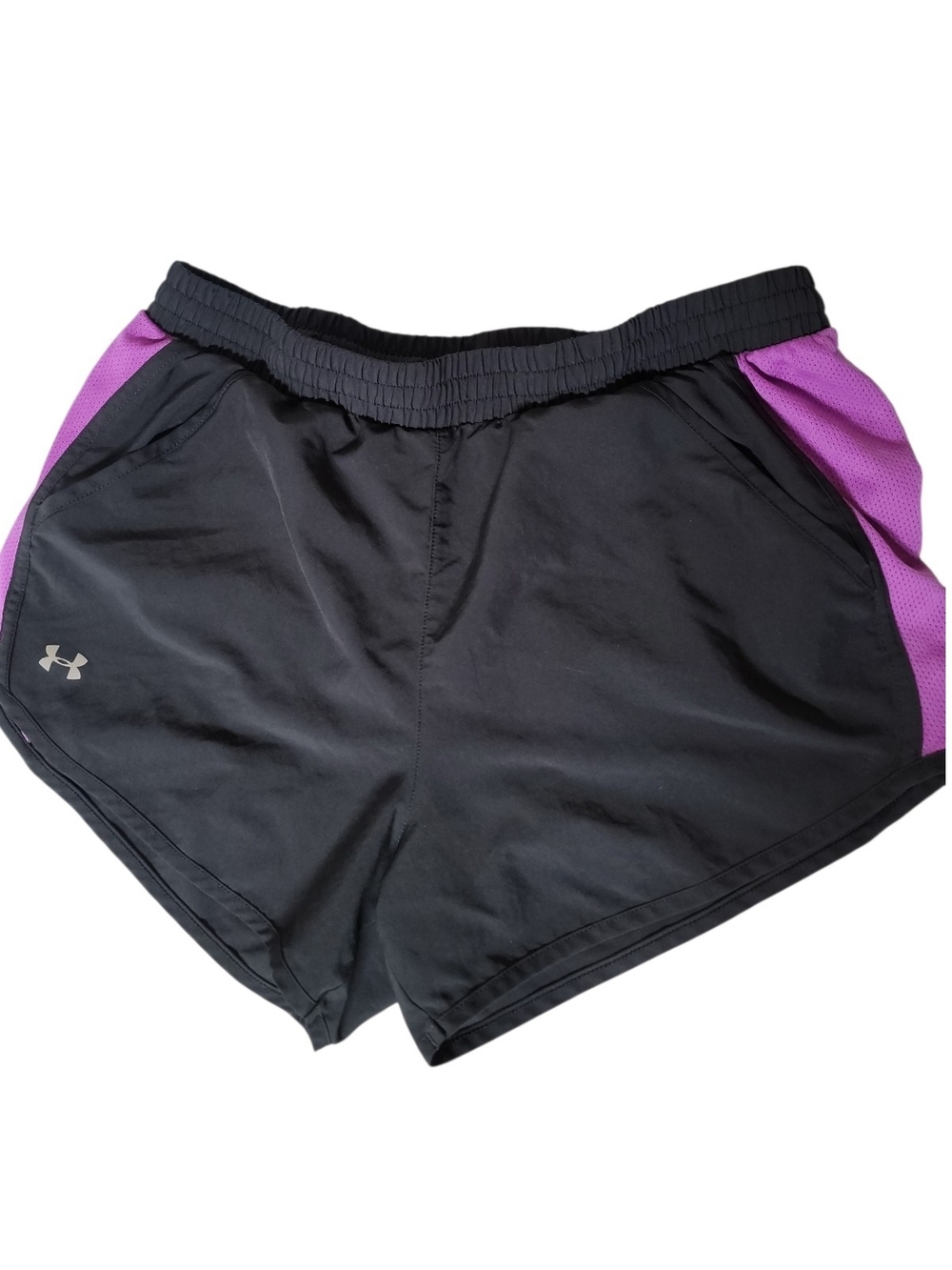 Under Armour Women's Black Shorts with Purple Side Panels